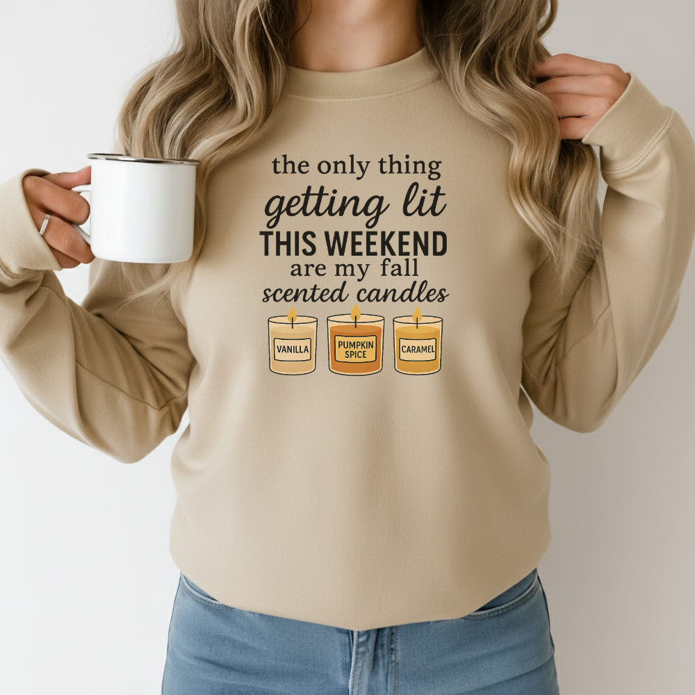 Fall Candles Are the Only Party I Need – Funny Cozy Weekend Sweatshirt