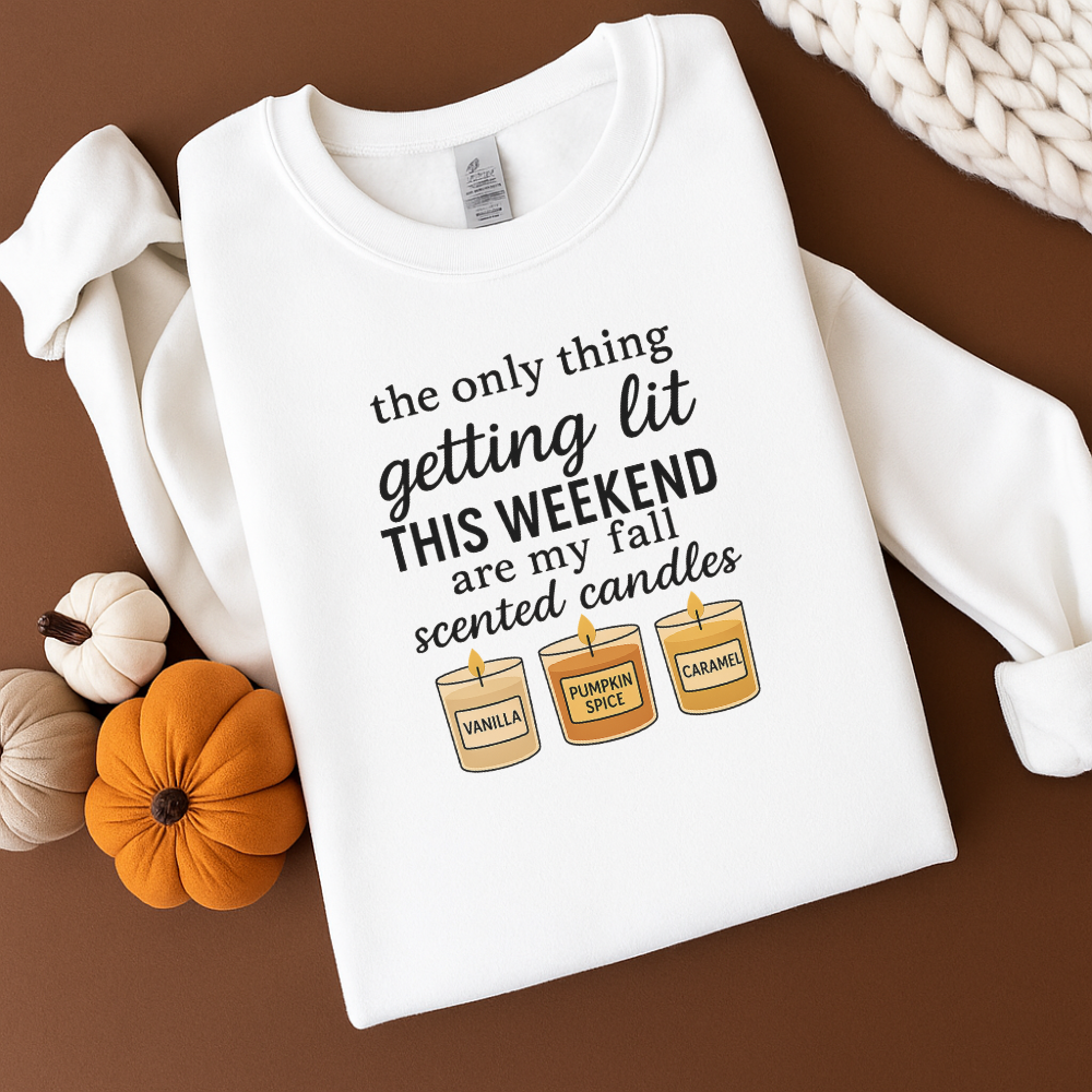 Fall Candles Are the Only Party I Need – Funny Cozy Weekend Sweatshirt