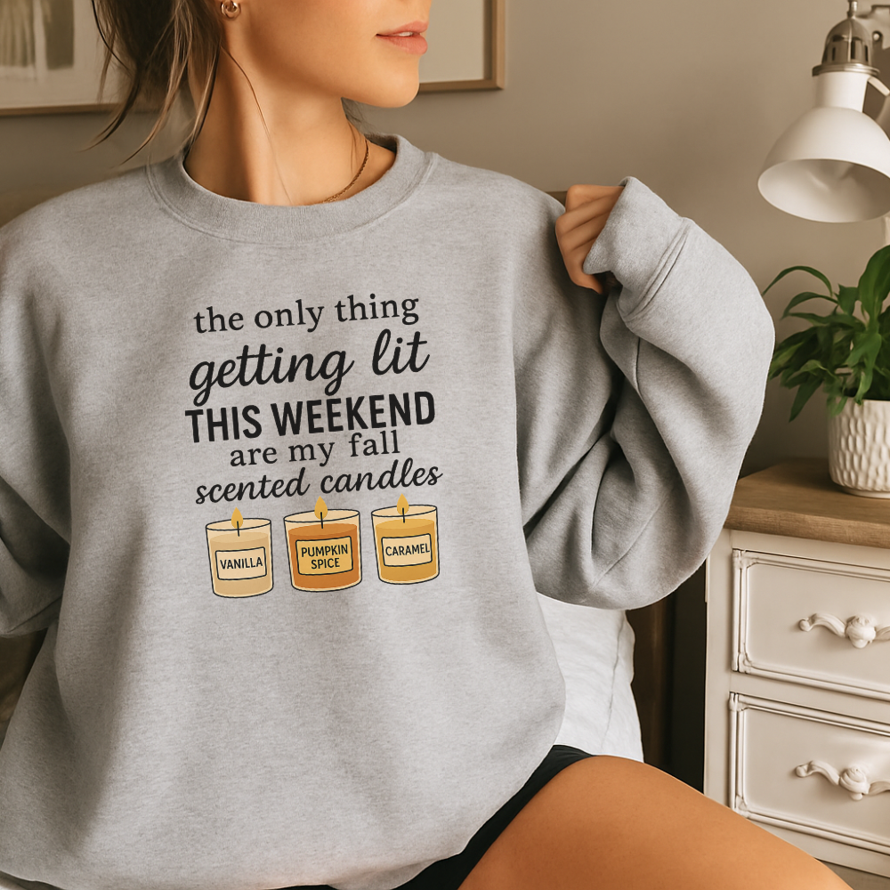 Fall Candles Are the Only Party I Need – Funny Cozy Weekend Sweatshirt
