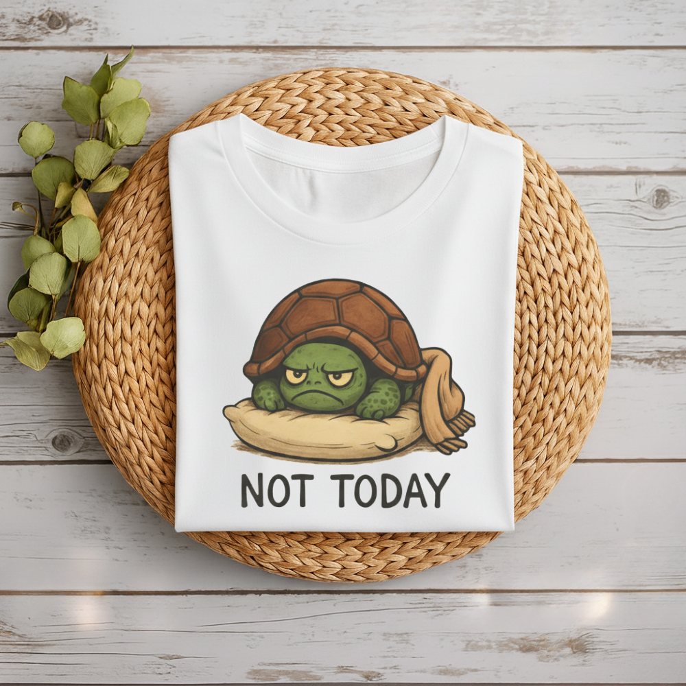 Grumpy Turtle “Not Today” Funny Graphic T-Shirt