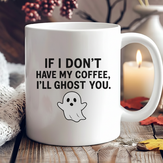 Spooky Ghost Coffee Mug – Funny Halloween Gift for Caffeine Lovers