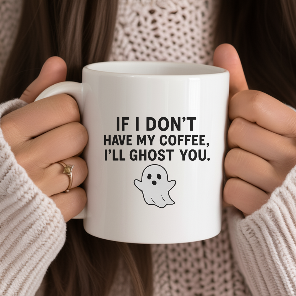 Spooky Ghost Coffee Mug – Funny Halloween Gift for Caffeine Lovers