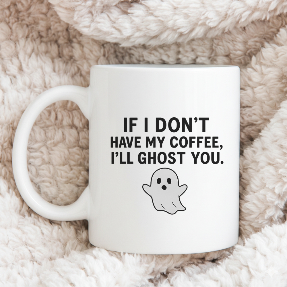 Spooky Ghost Coffee Mug – Funny Halloween Gift for Caffeine Lovers