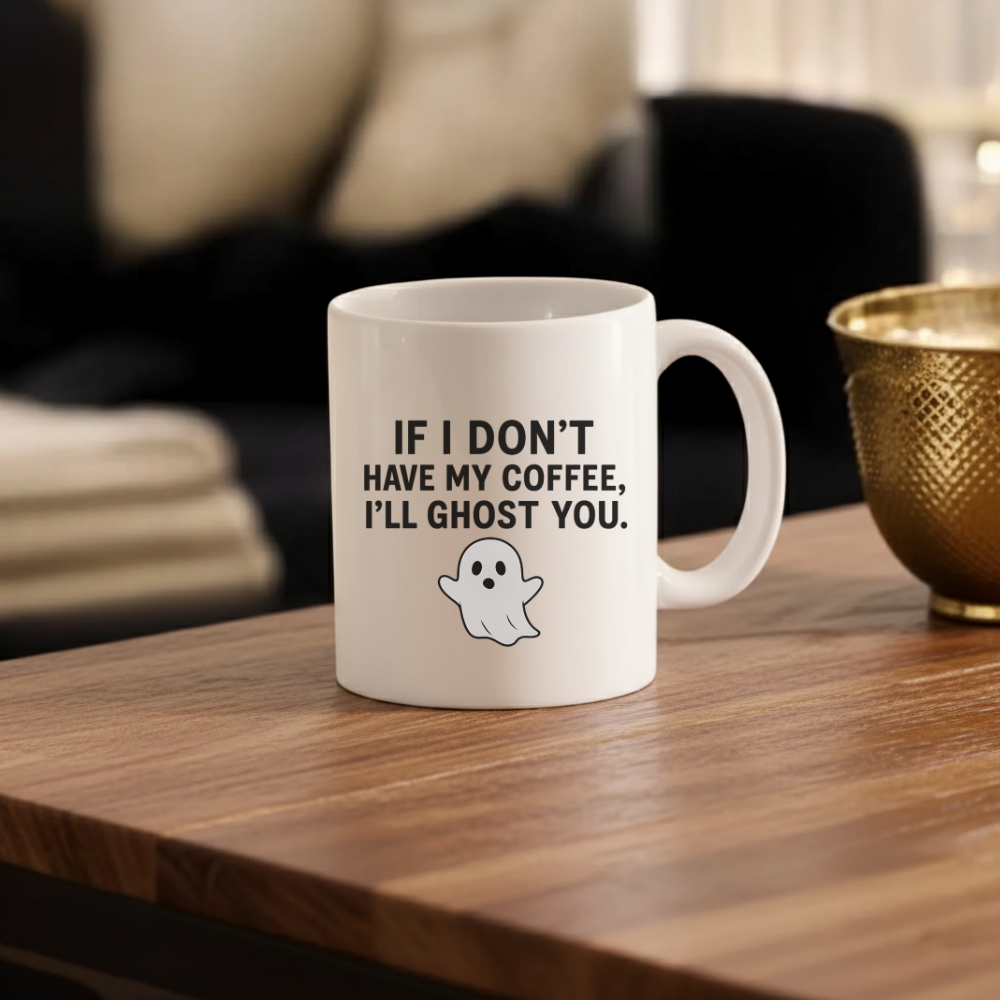 Spooky Ghost Coffee Mug – Funny Halloween Gift for Caffeine Lovers