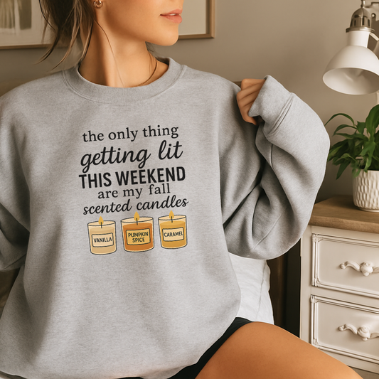 Fall Candles Are the Only Party I Need – Funny Cozy Weekend Sweatshirt